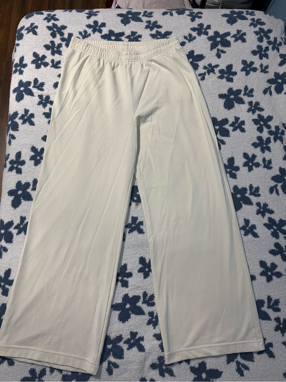 H&M Cream Wide-Leg Elastic Waist Sweatpants